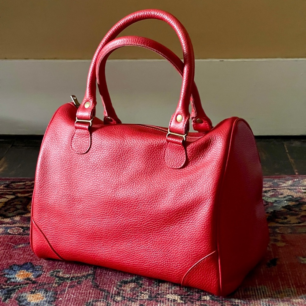 American Apparel Red Leather Satchel Bag